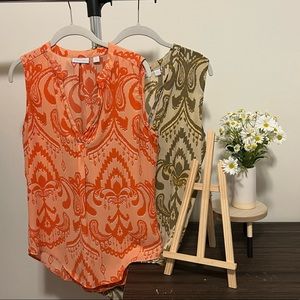 Orange Patterned Blouse. New York Company.